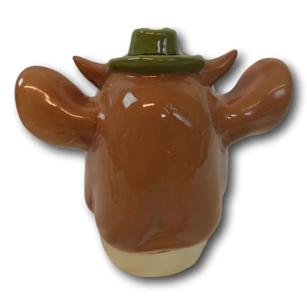 Vintage Borden Cow / Bull Head with Hat Figurine Advertising